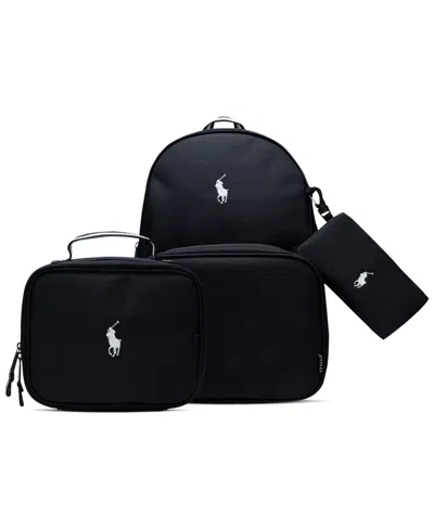 Polo Ralph Lauren Kids' Big Boys Backpack, Lunch Box And Pencil Case Combo Set, 3 Piece In Black