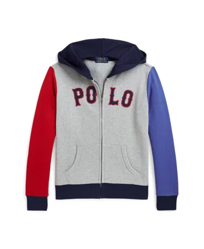POLO RALPH LAUREN BIG BOYS BASEBALL-LOGO FLEECE FULL-ZIP HOODIE