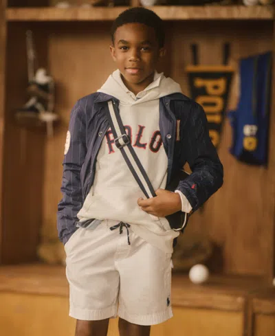 Polo Ralph Lauren Kids' Big Boys Baseball Logo Fleece Hoodie In Paper White