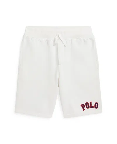 Polo Ralph Lauren Kids' Big Boys Baseball-logo Fleece Shorts In Paper White