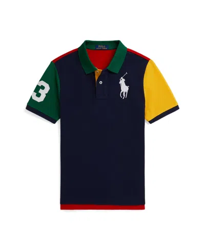 Polo Ralph Lauren Kids' Big Boys Big Pony Color Blocked Mesh Polo Shirt In Blue