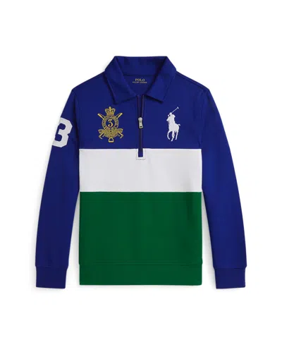 Polo Ralph Lauren Kids' Big Boys Big Pony Double-knit Collared Sweatshirt In Blue