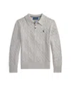 Polo Ralph Lauren Big Boys Cable-knit Cotton Polo Sweater In Gray