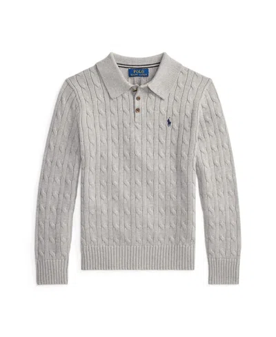 Polo Ralph Lauren Kids' Big Boys Cable-knit Cotton Polo Sweater In Gray