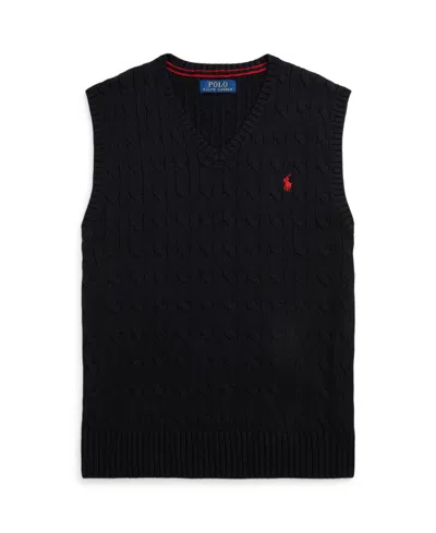 Polo Ralph Lauren Kids' Big Boys Cable-knit Cotton Sweater Vest In Polo Black
