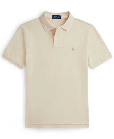 Polo Ralph Lauren Classic Fit Cotton Mesh Polo Shirt (big Kid) Boy's Clothing Winter Cream : Lg (14-16 Big Kid) In Neutral