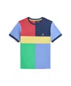 Polo Ralph Lauren Color-blocked Cotton Jersey Tee In Harbor Island Blue,oasis