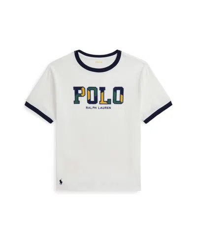 Polo Ralph Lauren Big Boys Corduroy-logo Cotton Jersey Tee In Deckwash White