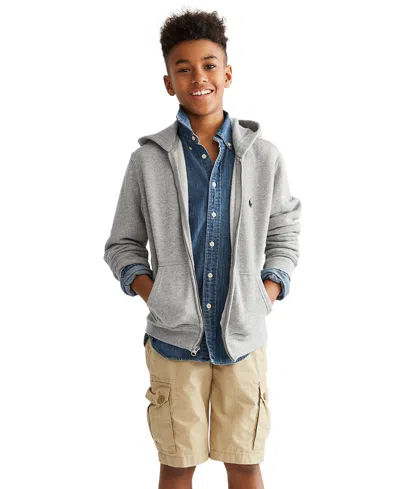 Polo Ralph Lauren Kids' Big Boys Cotton Fleece Zip Up Hoodie In Dark Sport Heather