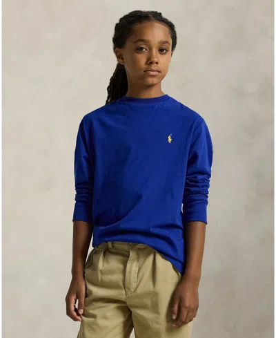 Polo Ralph Lauren Kids' Big Boys Cotton Jersey Long Sleeve T-shirt In Blue