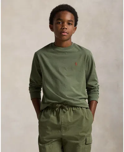 Polo Ralph Lauren Kids' Big Boys Cotton Jersey Long Sleeve T-shirt In Green
