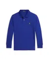 Polo Ralph Lauren Big Boys Cotton Mesh Long Sleeve Polo Shirt In Blue