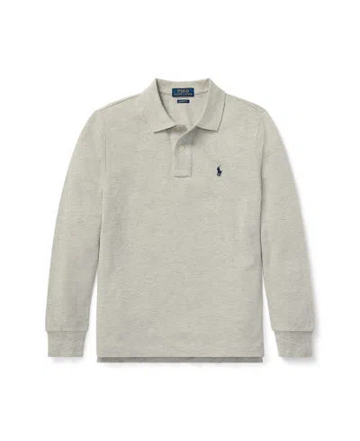 Polo Ralph Lauren Kids' Big Boys Cotton Mesh Long Sleeve Polo Shirt In Gray