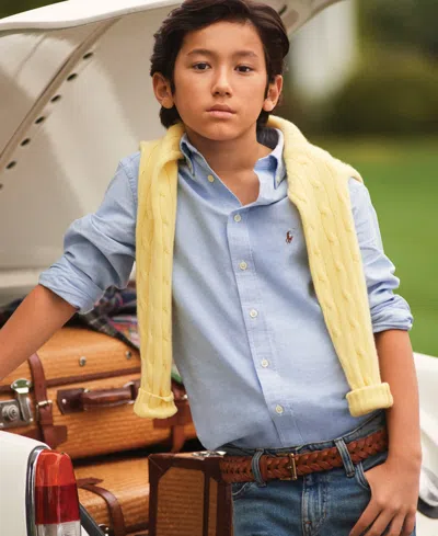 Polo Ralph Lauren Kids' Big Boys Embroidered Pony Logo Cotton Oxford Shirt In Light Blue