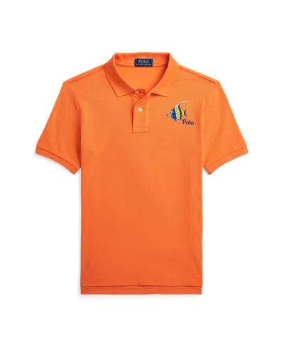 Polo Ralph Lauren Kids' Big Boys Fish-embroidered Cotton Mesh Polo Shirt In Summer Coral