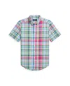 Polo Ralph Lauren Big Boys Gingham Poplin Short Sleeve Shirt In Pink Blue Multi