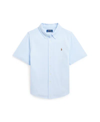 Polo Ralph Lauren Kids' Big Boys Knit Oxford Short-sleeve Shirt In Office Blue