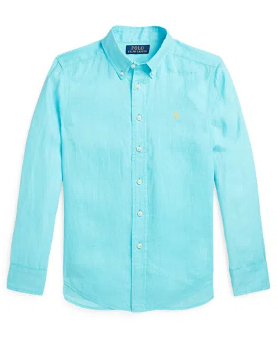 Polo Ralph Lauren Kids' Big Boys Linen Shirt In Hammond Blue