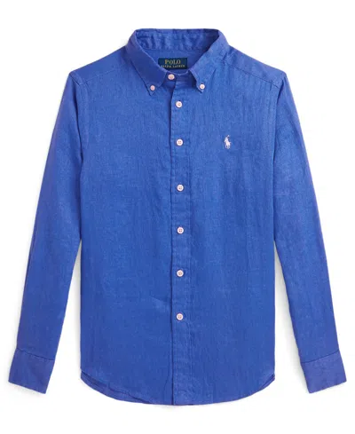 Polo Ralph Lauren Kids' Big Boys Linen Shirt In Iris Blue
