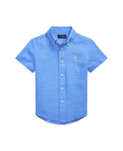 Polo Ralph Lauren Kids' Big Boys Linen Short Sleeve Shirt In Harbor Island Blue