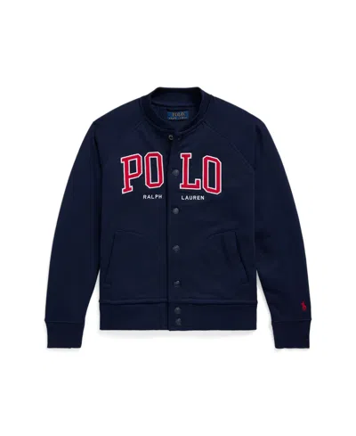 Polo Ralph Lauren Kids' Big Boys Logo Fleece Baseball Jacket In Navy