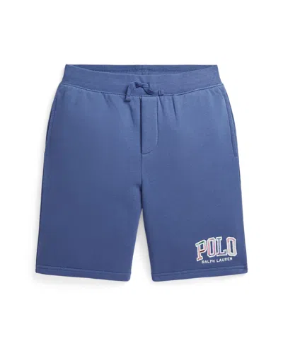 Polo Ralph Lauren Kids' Big Boys Madras-logo Fleece Short In Blue Haven