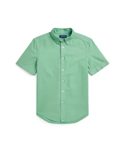 Polo Ralph Lauren Kids' Big Boys Oxford Short-sleeve Shirt In Haven Green,banana Peel