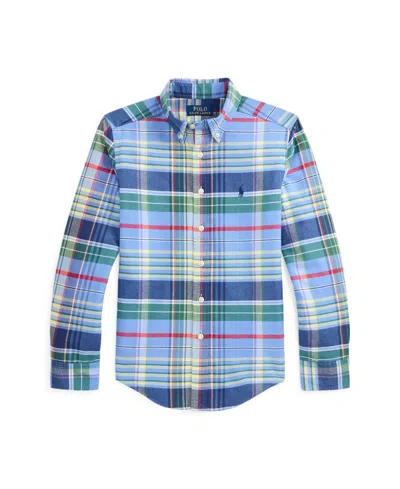 POLO RALPH LAUREN BIG BOYS PLAID BRUSHED COTTON OXFORD SHIRT