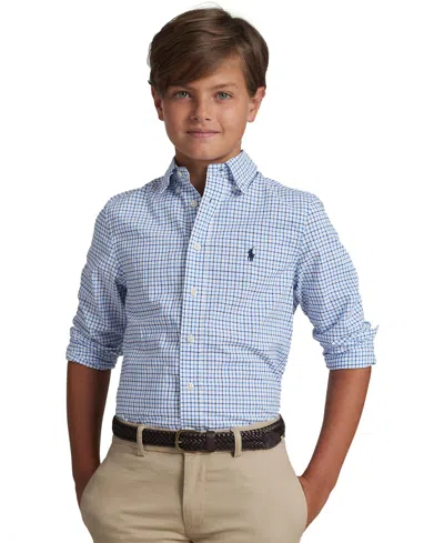 Polo Ralph Lauren Kids' Big Boys Plaid Cotton Poplin Shirt In Blue Multi