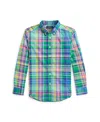 Polo Ralph Lauren Big Boys Plaid Poplin Shirt In Seafoam Blue Multi