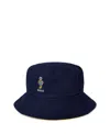 Polo Ralph Lauren Polo Bear Reversible Twill Bucket Hat In Newport Navy,canry Yelw W Bear