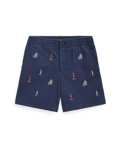 Polo Ralph Lauren Kids' Big Boys Polo Prepster Embroidered Chino Shorts In Newport Navy