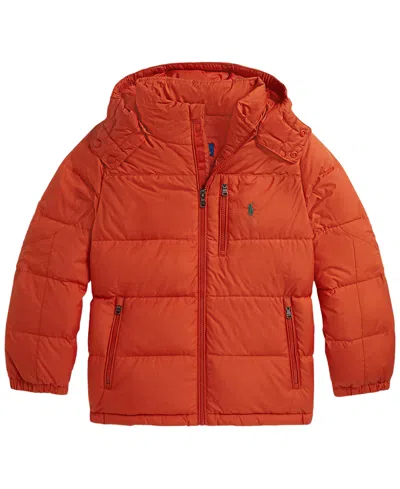 Polo Ralph Lauren Big Boys Ripstop Down Hooded Jacket In Varsity Orange