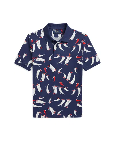 Polo Ralph Lauren Kids' Big Boys Sailboat-print Polo Shirt In Deco Sails Print Navy