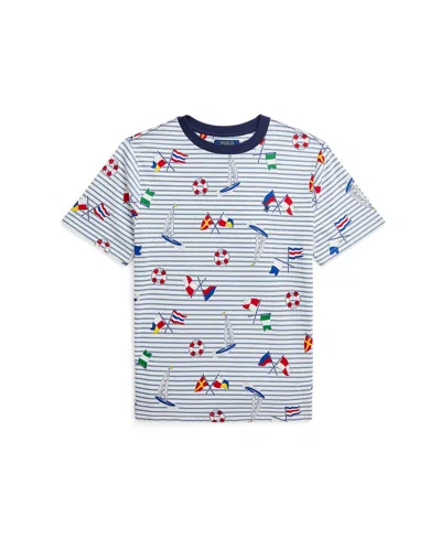 Polo Ralph Lauren Kids' Big Boys Sailing-print Striped Cotton Jersey T-shirt In On Deck Print