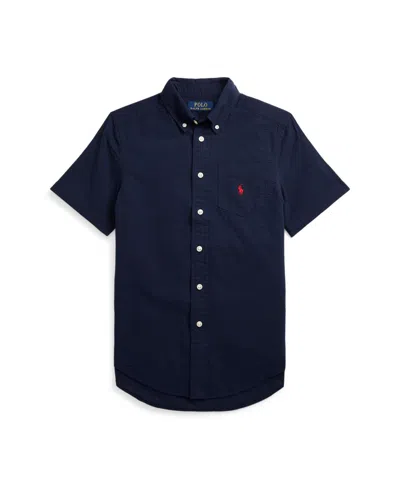 Polo Ralph Lauren Kids' Big Boys Seersucker Short-sleeve Shirt In Astoria Navy