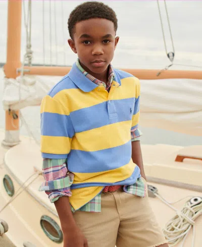 POLO RALPH LAUREN BIG BOYS STRIPED COTTON MESH POLO SHIRT