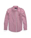 Polo Ralph Lauren Striped Cotton Poplin Shirt In White Red