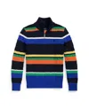 Polo Ralph Lauren Striped Cotton Quarter-zip Sweater In Multi Stripe