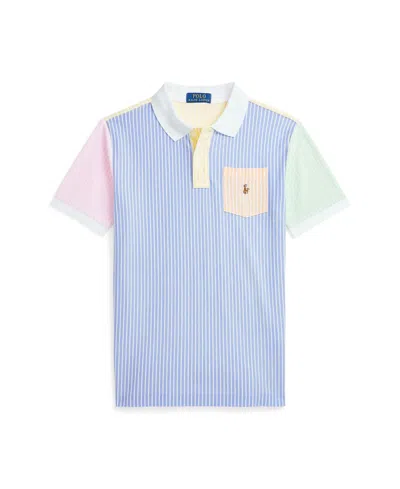 Polo Ralph Lauren Kids' Big Boys Striped Oxford Mesh Polo Shirt In Harbor Island Blue Multi