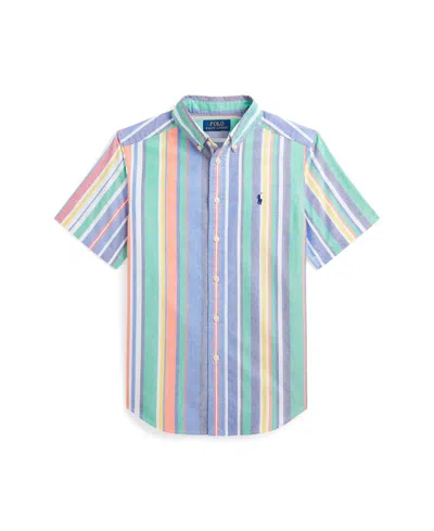Polo Ralph Lauren Kids' Big Boys Striped Oxford Short-sleeve Shirt In Navy Red Multi