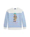 Polo Ralph Lauren Polo Bear Striped Fleece Sweatshirt In Nevis,scottsdale Blue Bear