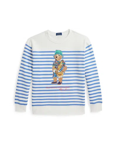 POLO RALPH LAUREN BIG BOYS STRIPED POLO BEAR FLEECE SWEATSHIRT