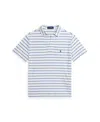Polo Ralph Lauren Big Boys Striped Polo Shirt In Deckwash White,scottsdale Blue