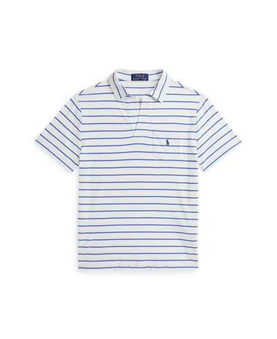 Polo Ralph Lauren Kids' Big Boys Striped Polo Shirt In Deckwash White,scottsdale Blue