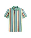Polo Ralph Lauren Striped Cotton Mesh Polo Shirt In Haven Green Multi