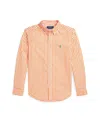 Polo Ralph Lauren Boy's Striped Pony Embroidered Sport Shirt In Orange,white