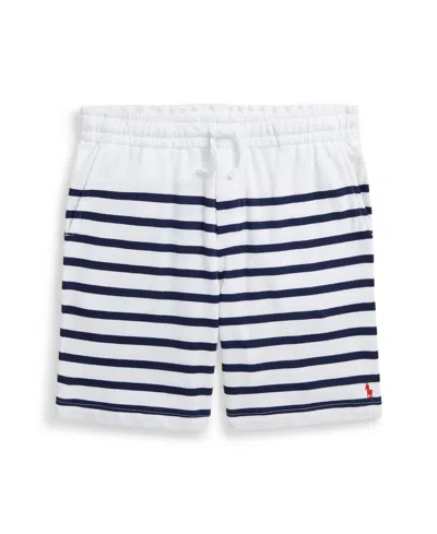 Polo Ralph Lauren Kids' Big Boys Striped Spa Terry Drawstring Shorts In White,spring Navy