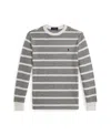 Polo Ralph Lauren Big Boys Striped Waffle Cotton Long-sleeve Tee In Gray