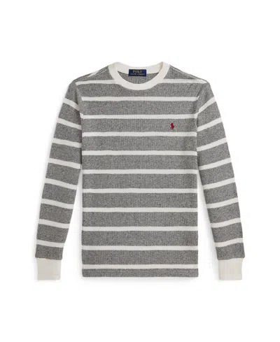 POLO RALPH LAUREN BIG BOYS STRIPED WAFFLE COTTON LONG-SLEEVE TEE